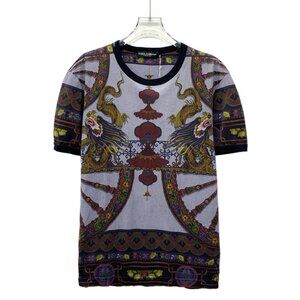 Dolce & Gabbana Baroque double dragon print cotton crewneck T-shirt